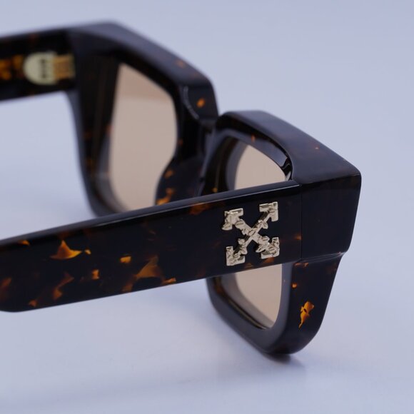 Off-White OERI146 SILVERSTONE 6062 Sunglasses Havana Square Frame, Camel Lenses - Picture 11 of 12